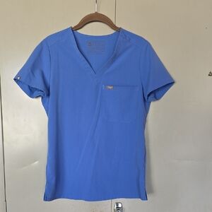 Figs Ceil Blue V-Neck Scrub Top